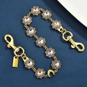Goldtone Floral Chain C Accent Bag extender NEW 13.5"